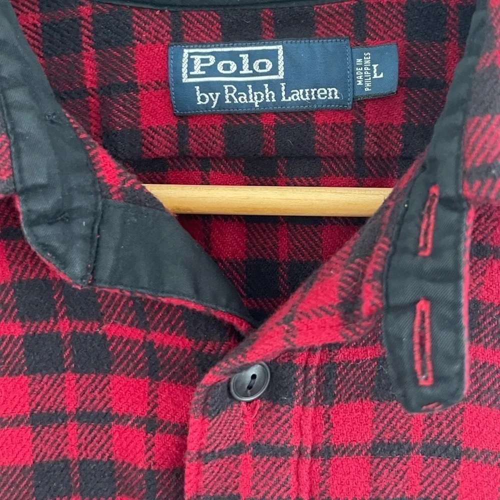 Vintage Polo Ralph Lauren Double Button Strap Collar Flannel Size L